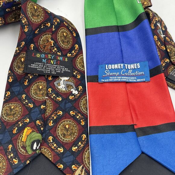 Lot of 2 Vintage 1996 1997 Looney Tunes Novelty Neck Tie Bugs Bunny Daffy Duck - Picture 3 of 5
